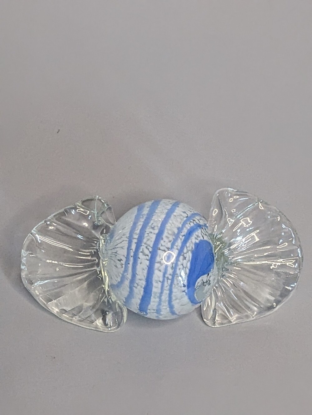 Murano Style Blue White Swirl Art Glass Candy Figurine Four Inch Collectible